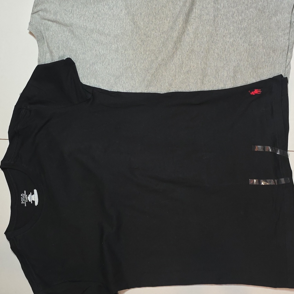 Polo Ralph Lauren Mens Black Gray Tees Short Sleeve Crew Neck Logo 100% Cotton